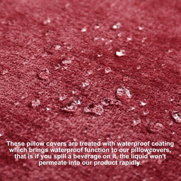 Chenille Throw Pillow Covers Cushion Water Repellent 12"x20" Burgundy - Picture 6 of 6